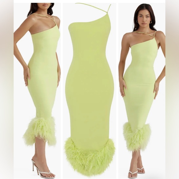 House of CB Dresses House Of Cb Alessia Asymmetric Feather Trim